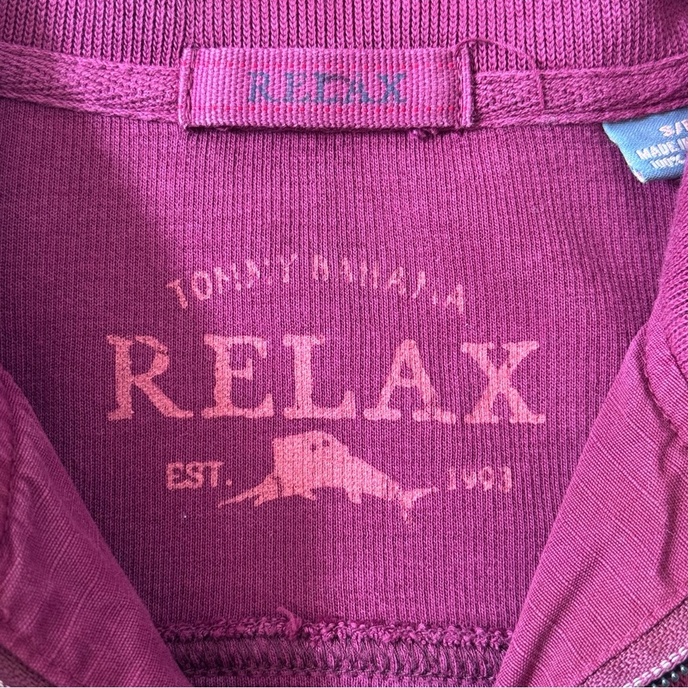TOMMY BAHAMA RELAX 1/4 Zip 100% Cotton Sweatshirt Small Burgundy Merlot Color - Picture 7 of 9